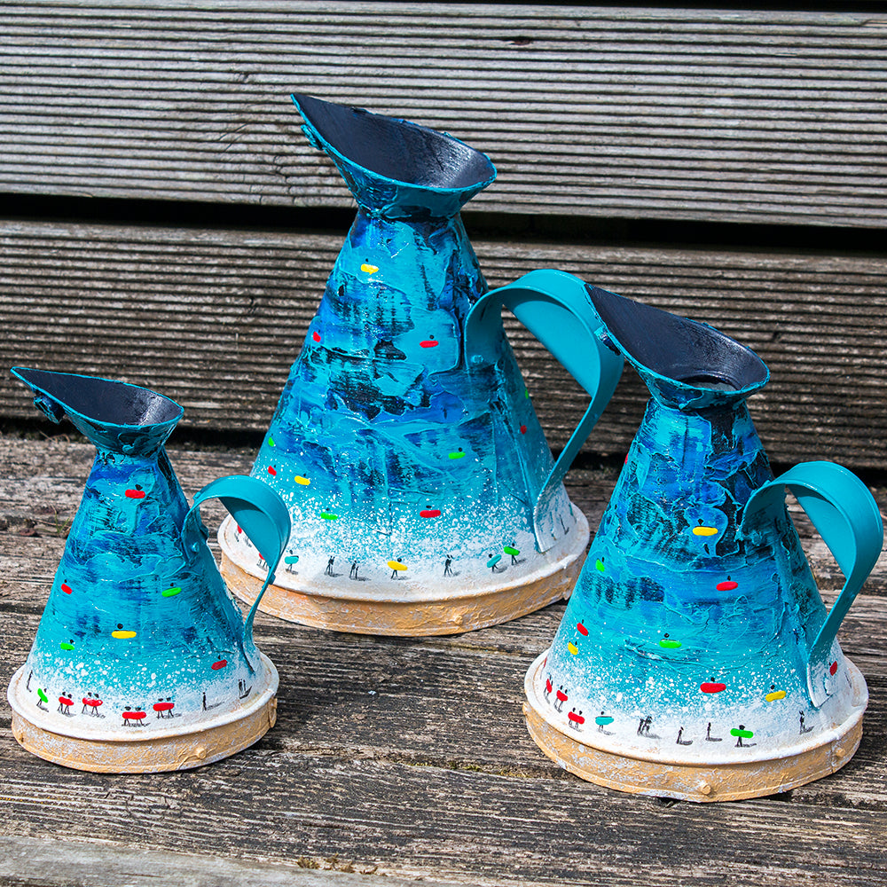 Hand Painted Vintage Oil Measuring Jugs