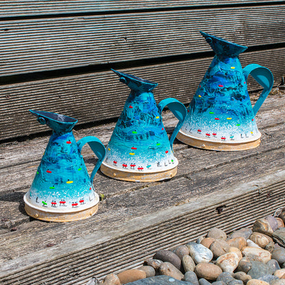 Hand Painted Vintage Oil Measuring Jugs