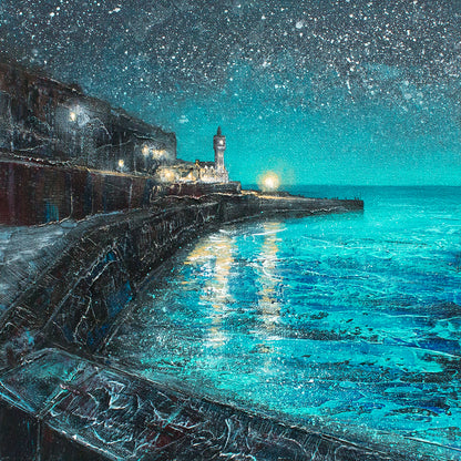 Evening Harbour Stroll, Porthleven Greeting Card