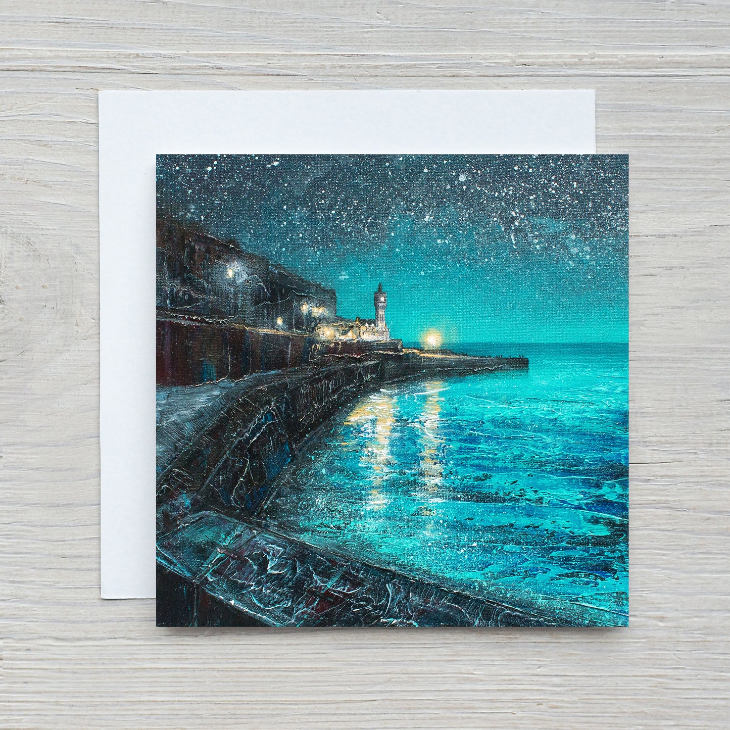 Evening Harbour Stroll, Porthleven Greeting Card