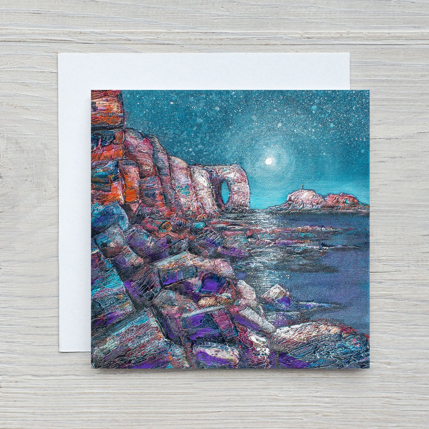 Moonlight Over Chapel Rock Perranporth Greeting Card