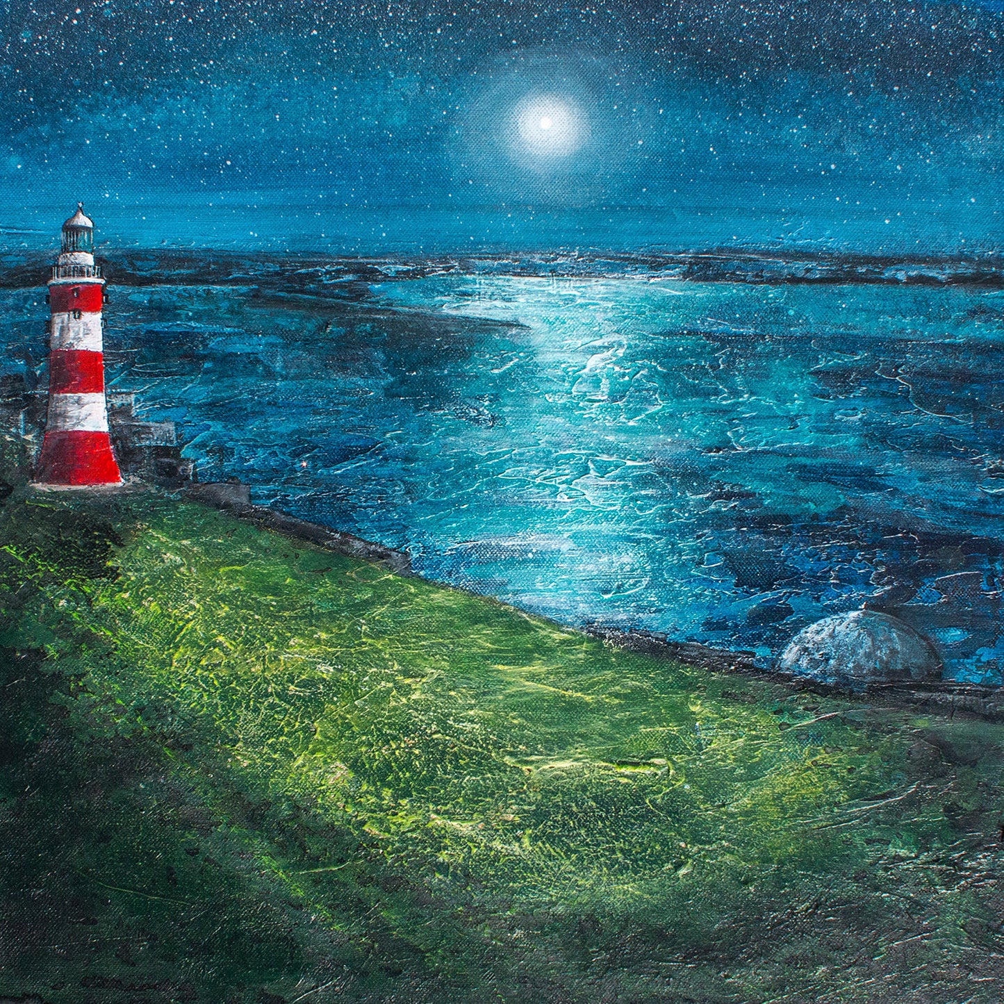 Moonlit Plymouth Hoe Original Art