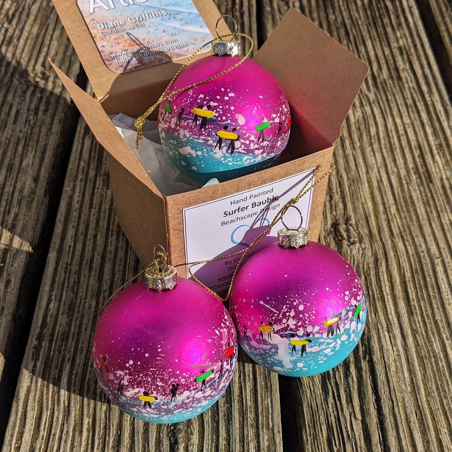 Hand Painted Bauble - Pink - Holywell Bay