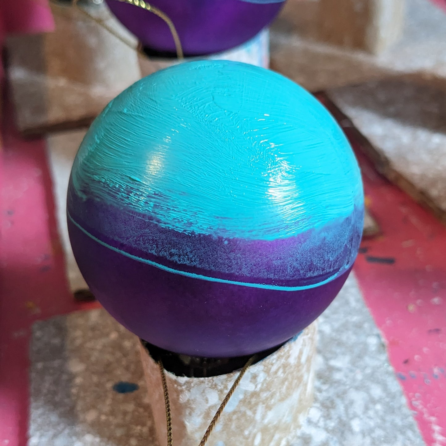 Hand Painted Bauble - Purple - Cornwall