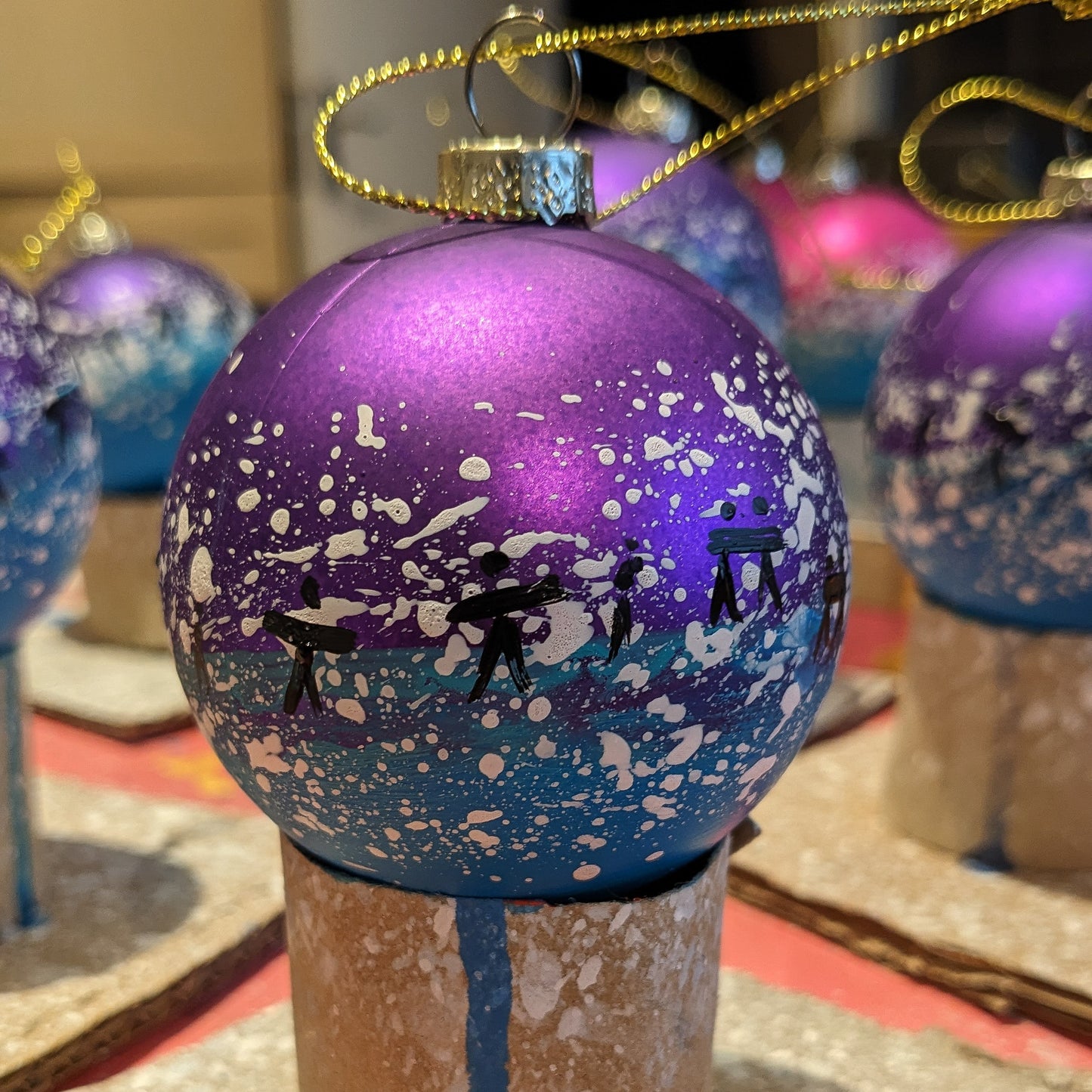 Hand Painted Bauble - Purple - Porthcurno