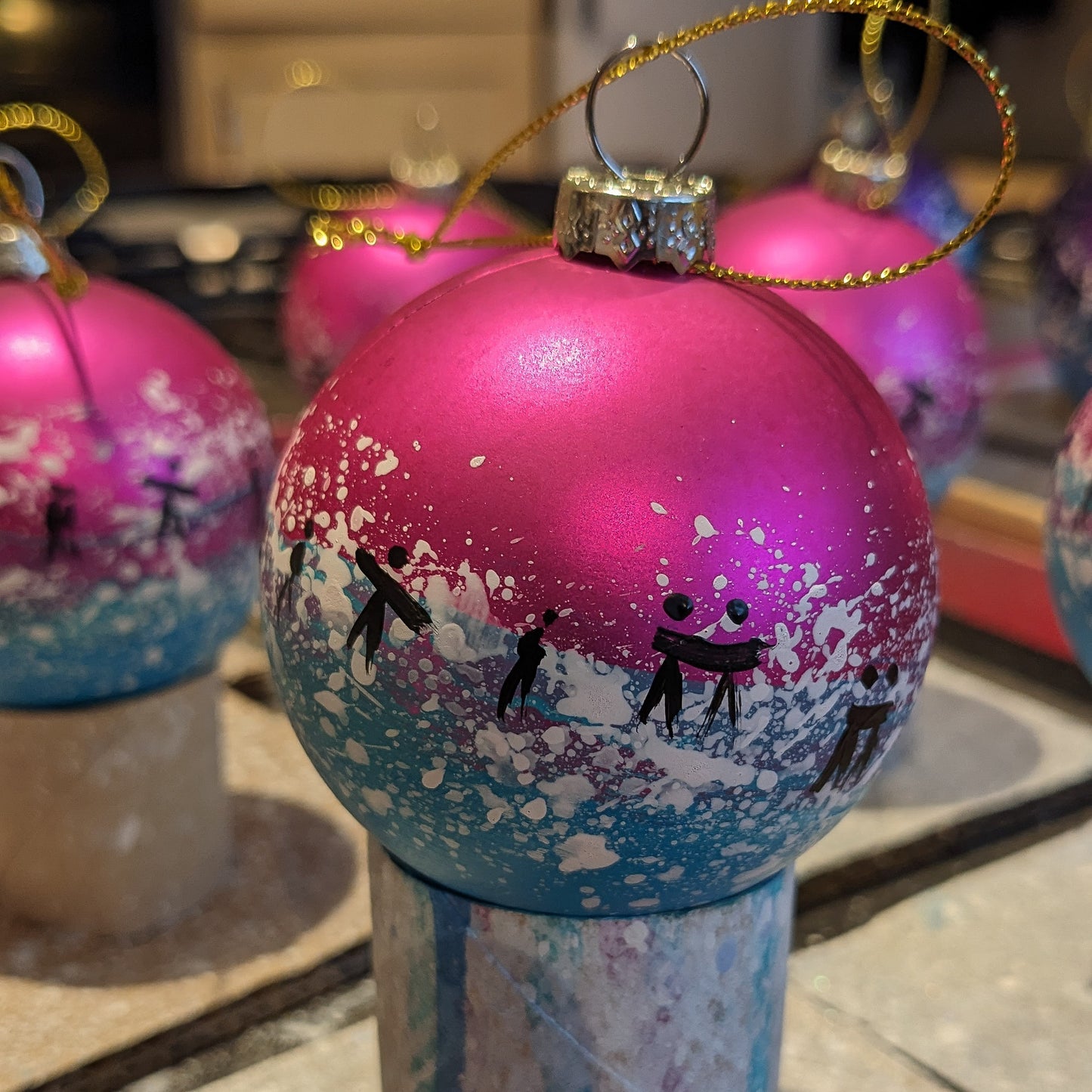 Hand Painted Bauble - Pink - Cornwall