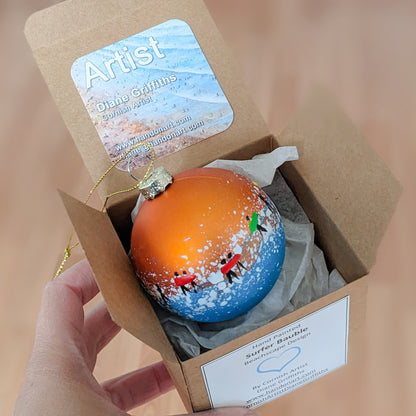 Hand Painted Bauble - Watergate Bay - Choose Colour