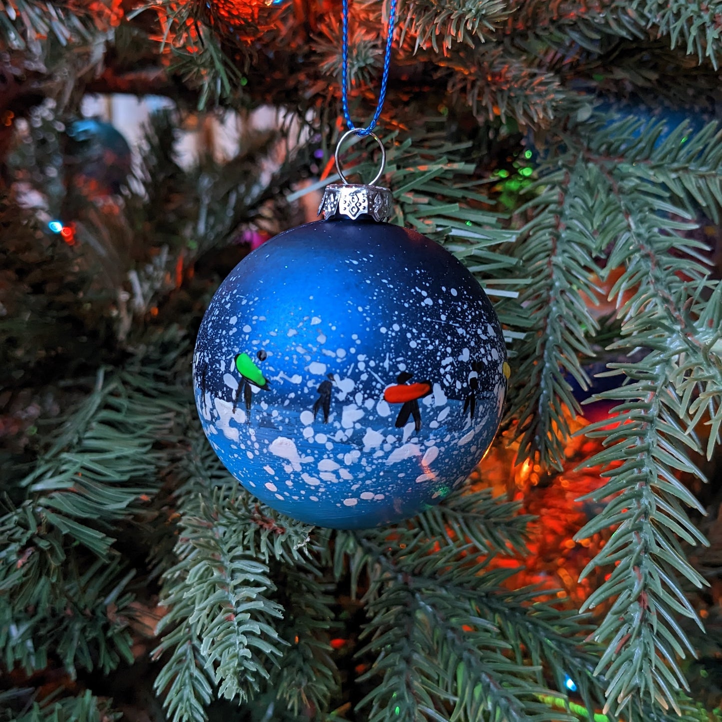 Hand Painted Bauble - Dark Blue - Porthleven