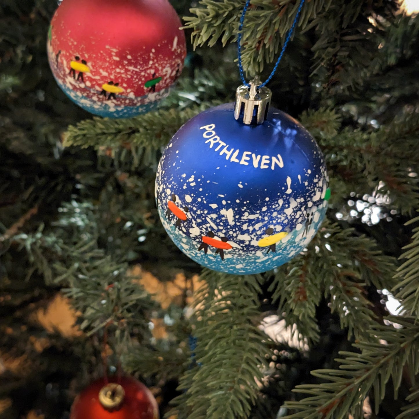 Hand Painted Bauble - Dark Blue - Porthleven