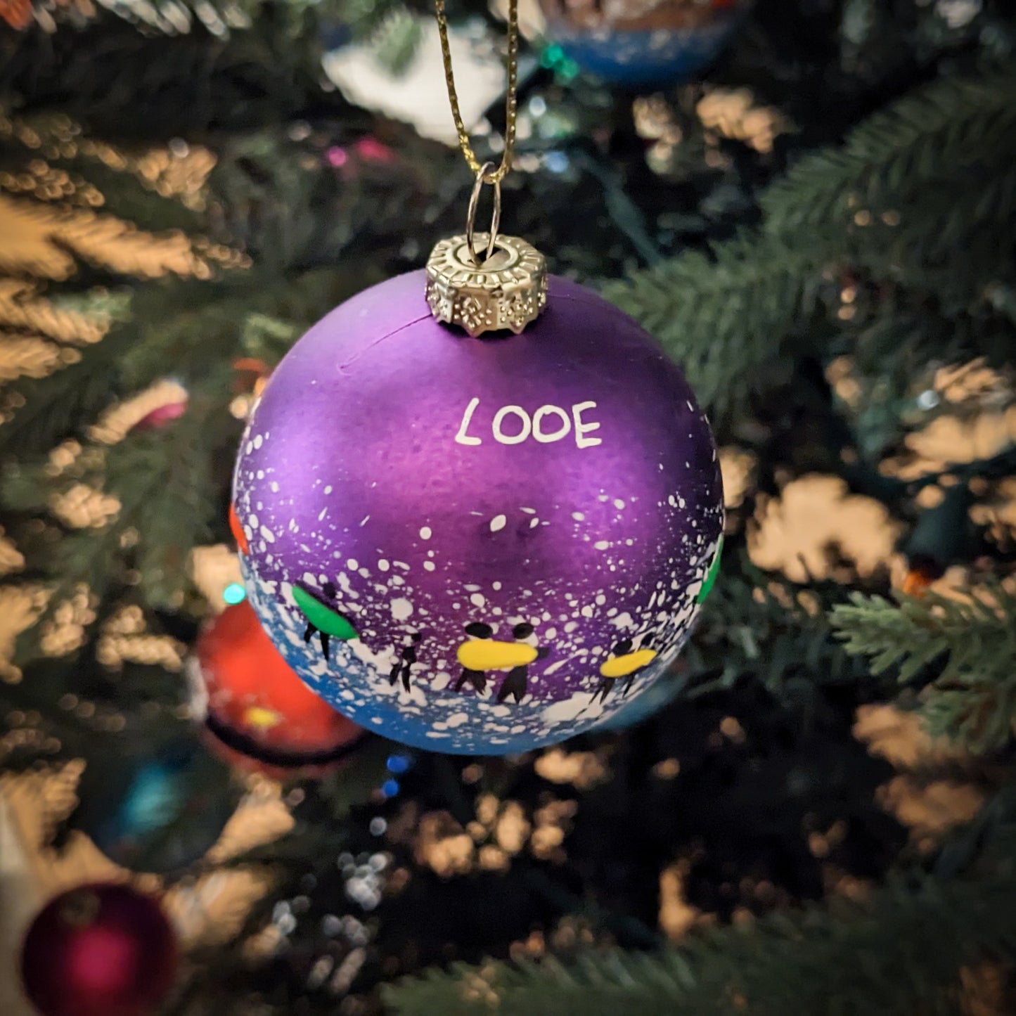 Hand Painted Bauble - Purple - Looe