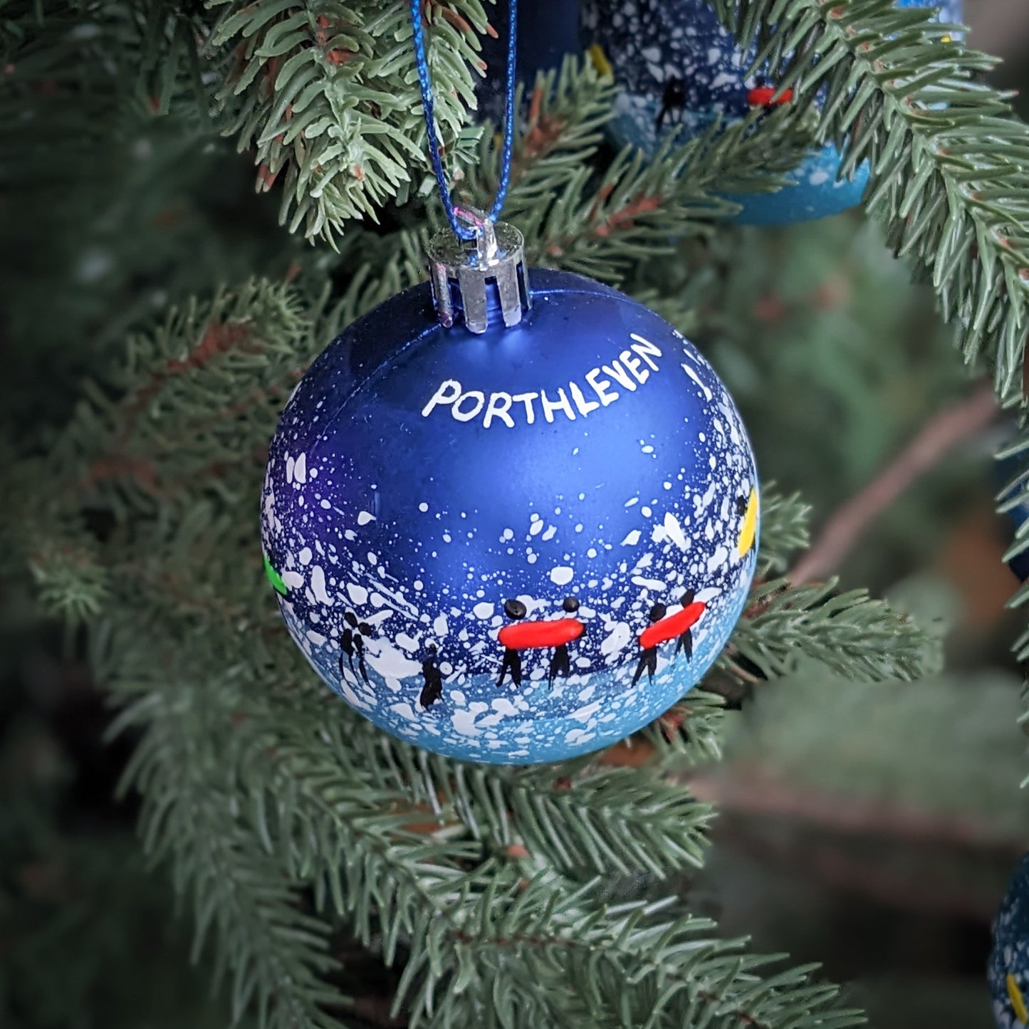 Hand Painted Bauble - Dark Blue - Porthleven