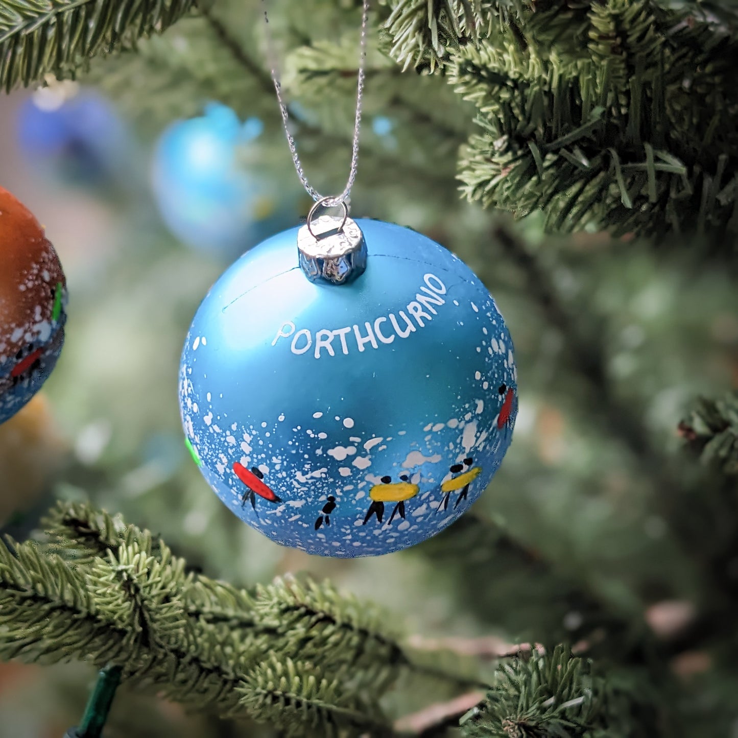 Hand Painted Bauble - Blue - Porthcurno