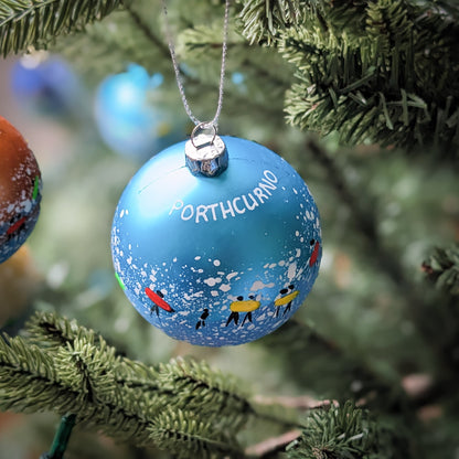 Hand Painted Bauble - Blue - Porthcurno