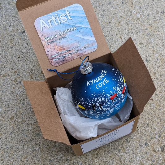 Hand Painted Bauble - Dark Blue - Kynance Cove