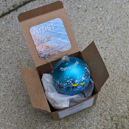 Hand Painted Bauble - Blue - Porthcurno