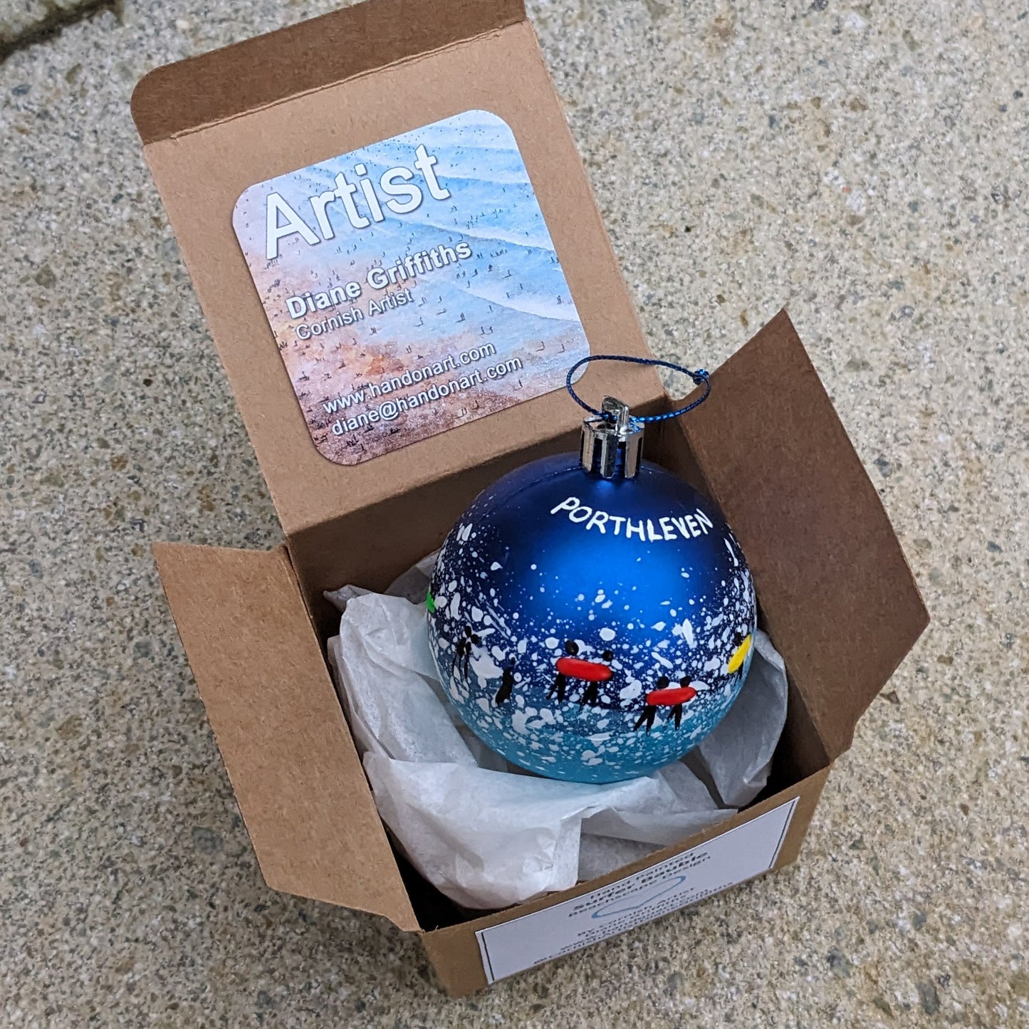 Hand Painted Bauble - Dark Blue - Porthleven