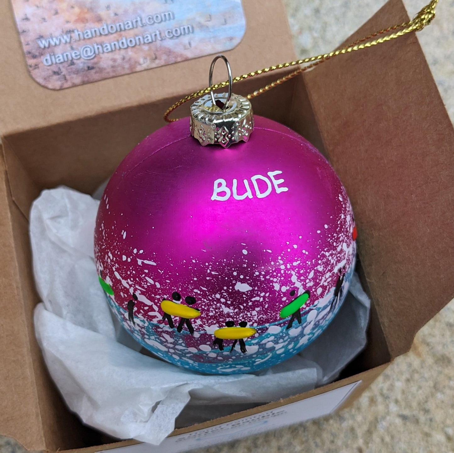 Hand Painted Bauble - Bude - Choose Colour