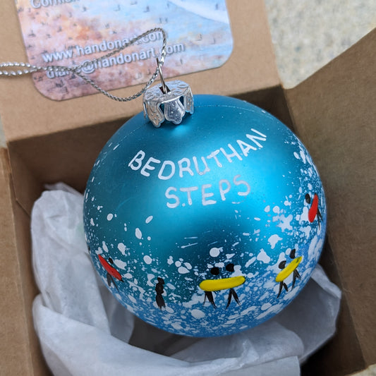 Hand Painted Bauble - Blue - Bedruthan Steps