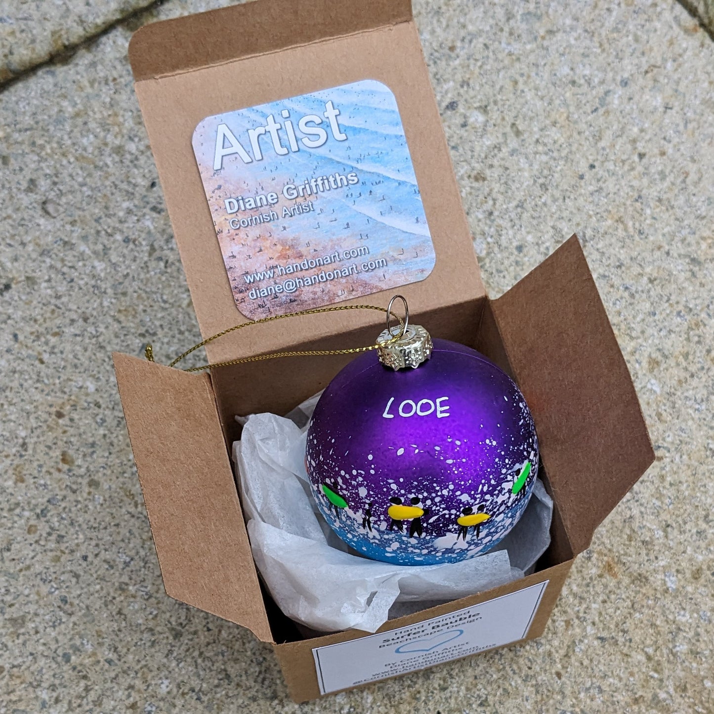 Hand Painted Bauble - Purple - Looe