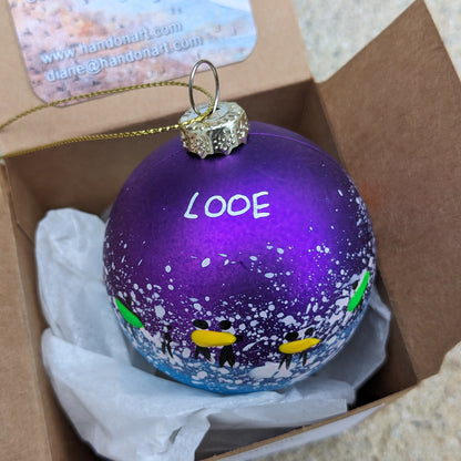 Hand Painted Bauble - Purple - Looe