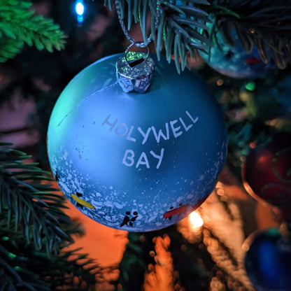 Hand Painted Bauble - Blue - Holywell Bay