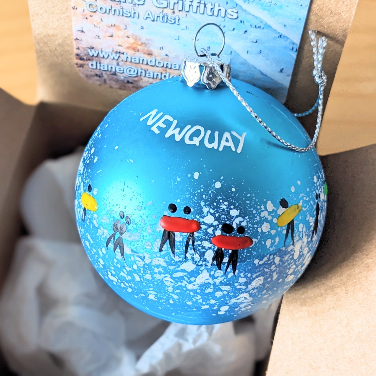 Hand Painted Bauble - Newquay - Choose Colour