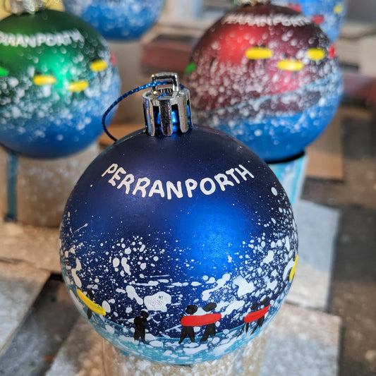 Hand Painted Bauble - Dark Blue - Perranporth