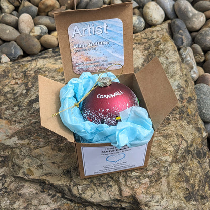 Hand Painted Bauble - Red - Cornwall