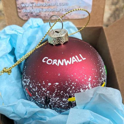 Hand Painted Bauble - Red - Cornwall