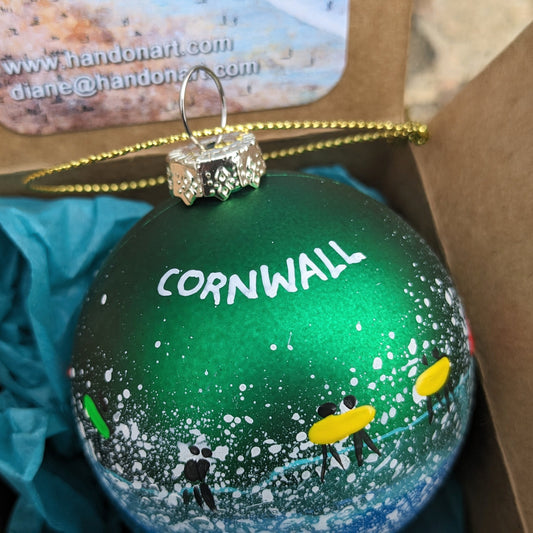 Hand Painted Bauble - Green - Customise Text