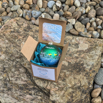 Hand Painted Bauble - Green - Cornwall