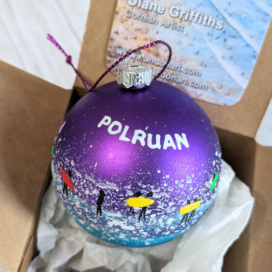 Hand Painted Bauble - Purple - Polruan