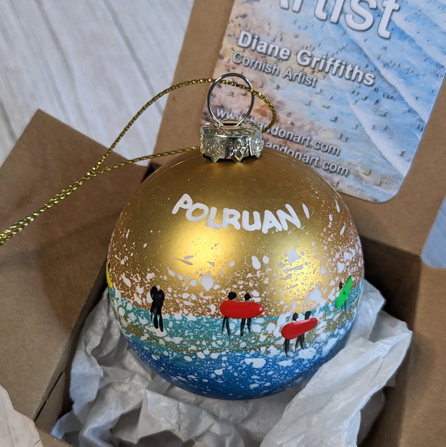 Hand Painted Bauble - Polruan - Choose Colour