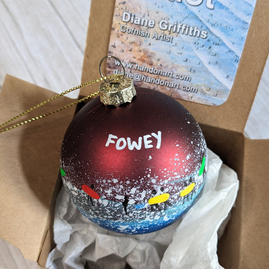 Hand Painted Bauble - Red - Fowey