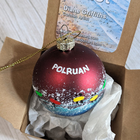 Hand Painted Bauble - Red - Polruan