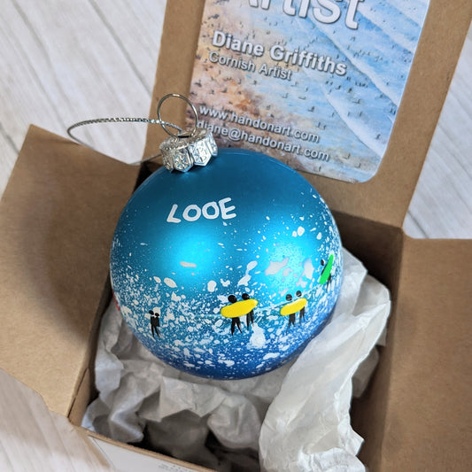 Hand Painted Bauble - Blue - Looe
