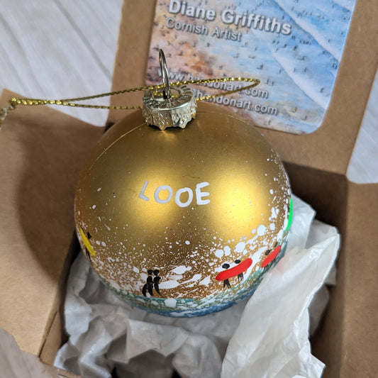 Hand Painted Bauble - Gold - Looe