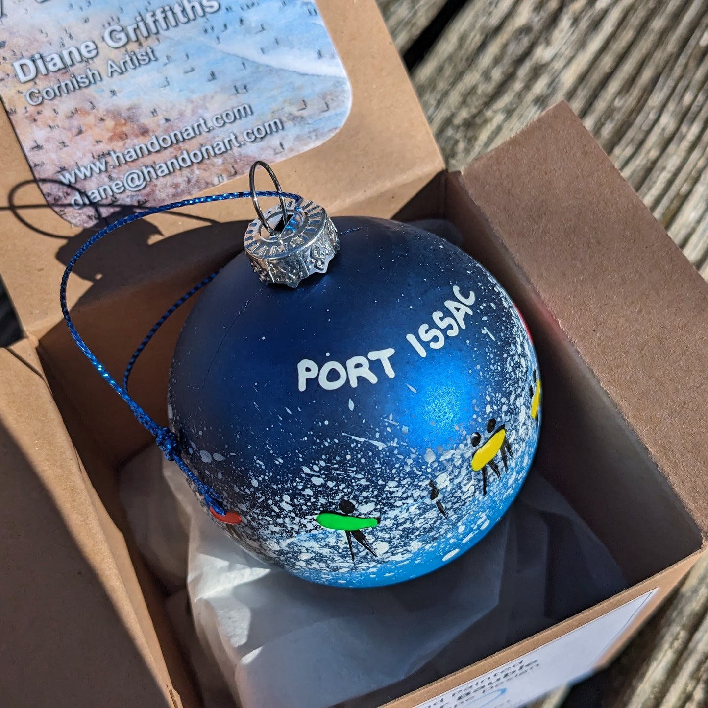 Hand Painted Bauble - Dark Blue - Customise Text