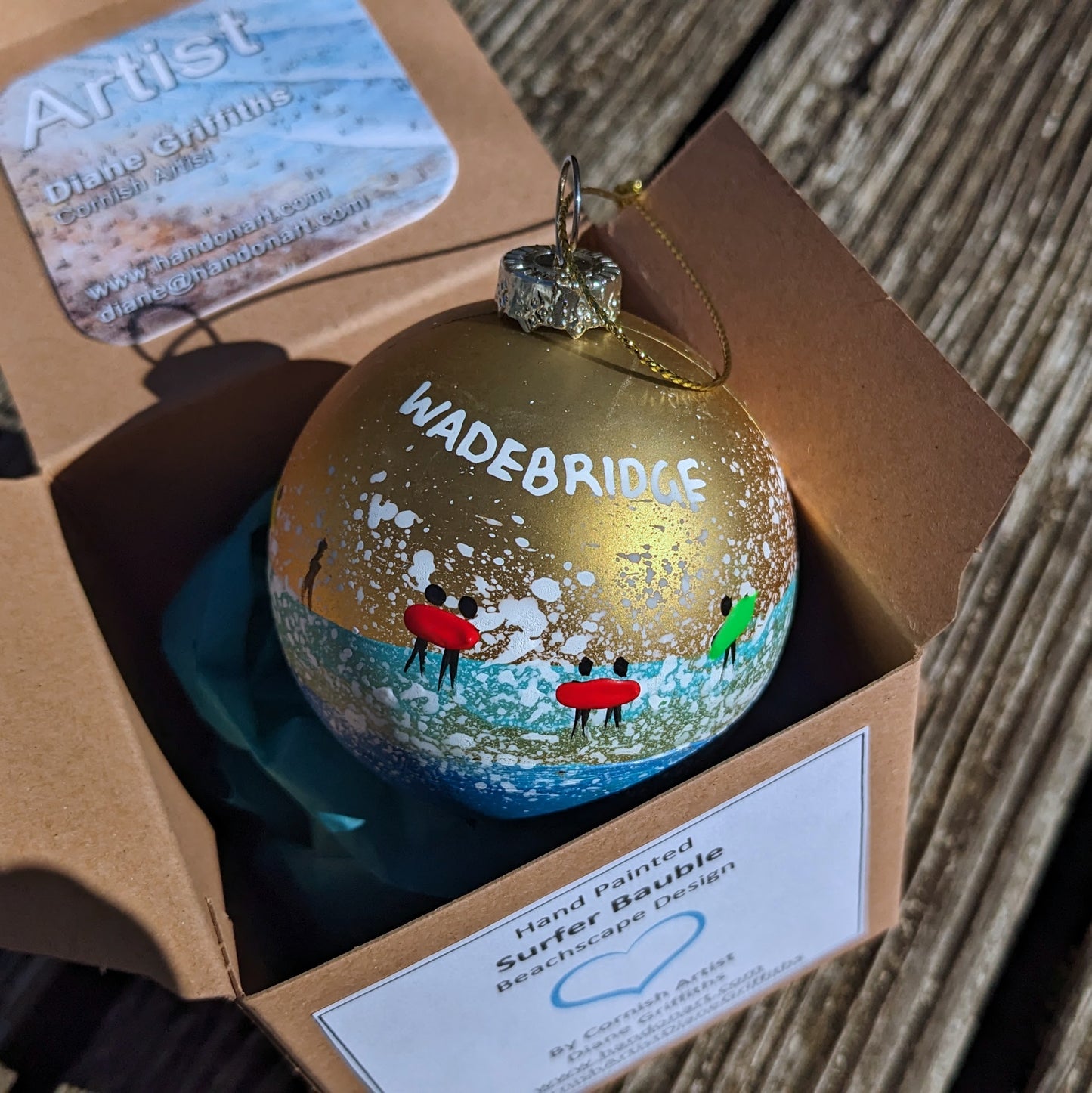 Hand Painted Bauble - Gold - Wadebridge