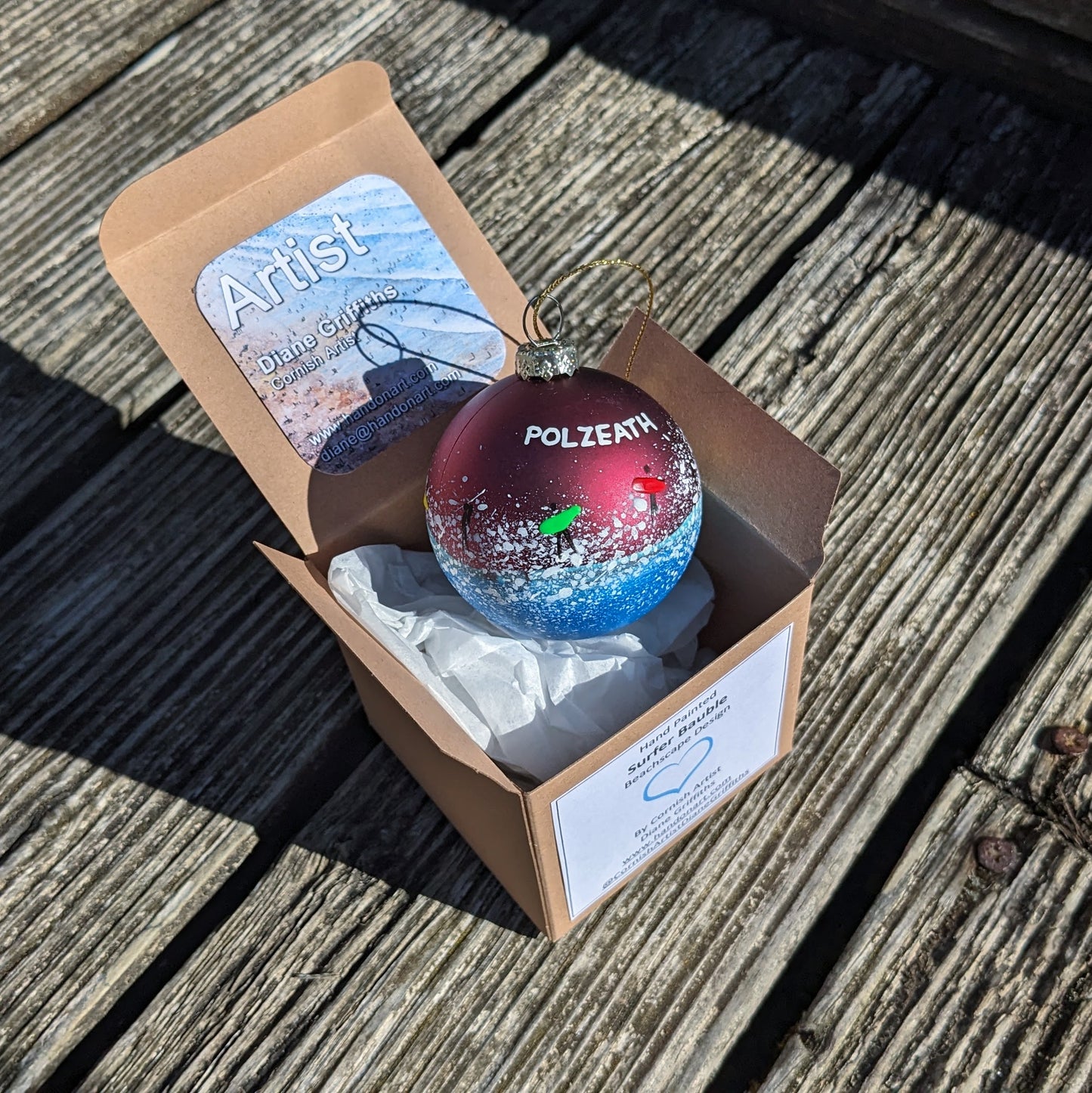 Hand Painted Bauble - Red - Polzeath