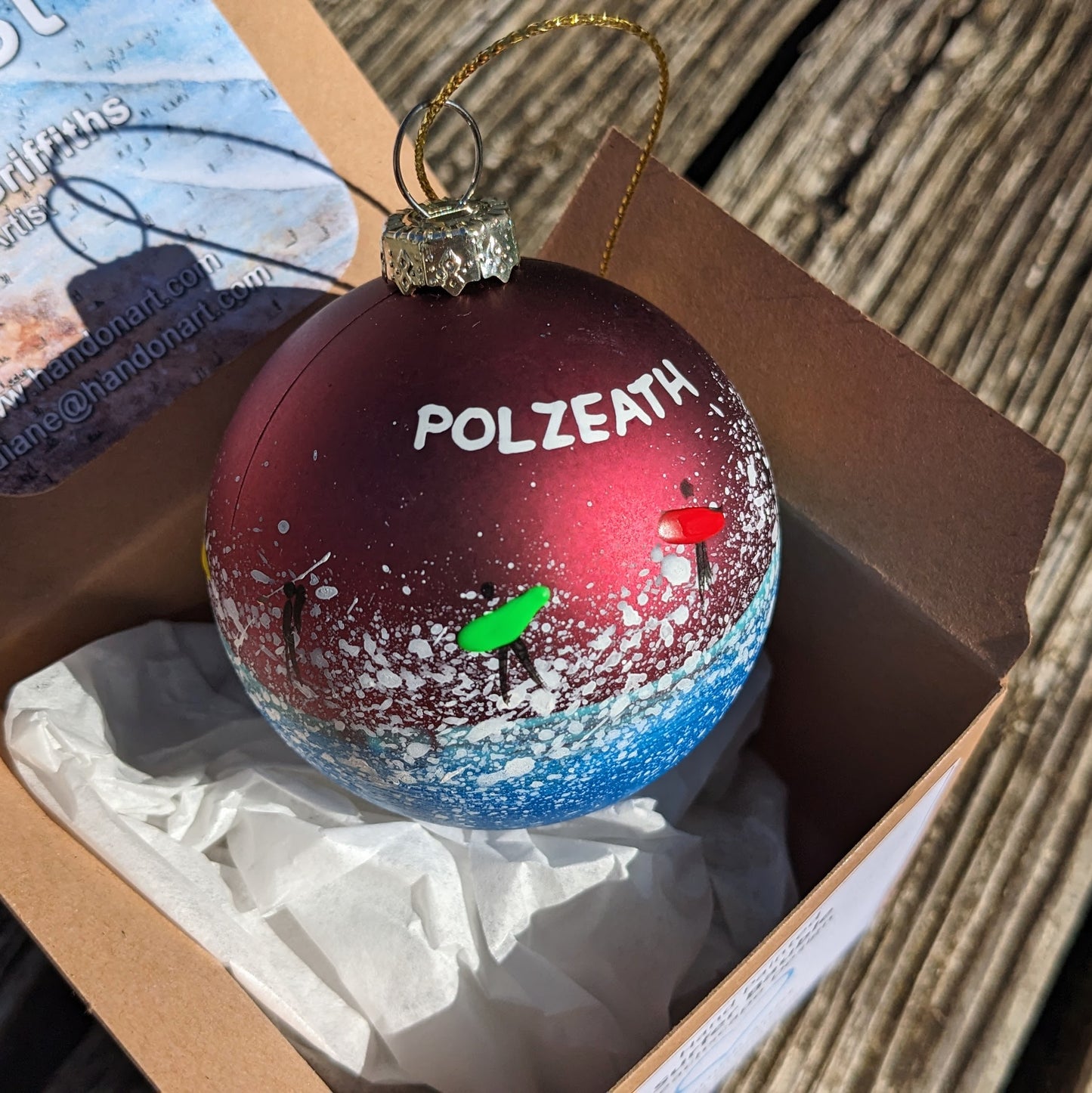 Hand Painted Bauble - Polzeath - Choose Colour