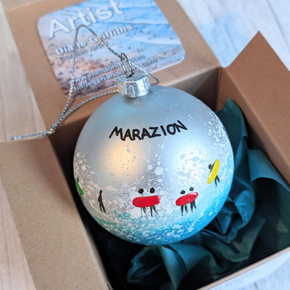 Hand Painted Bauble - Marazion - Choose Colour