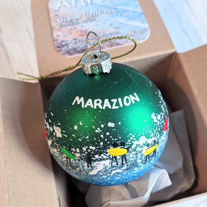 Hand Painted Bauble - Marazion - Choose Colour