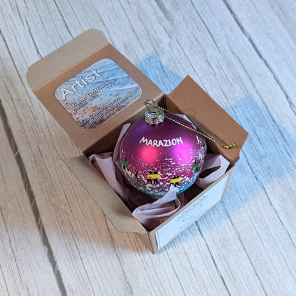 Hand Painted Bauble - Marazion - Choose Colour