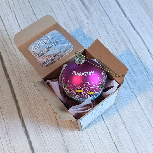 Hand Painted Bauble - Pink - Marazion