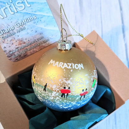 Hand Painted Bauble - Marazion - Choose Colour