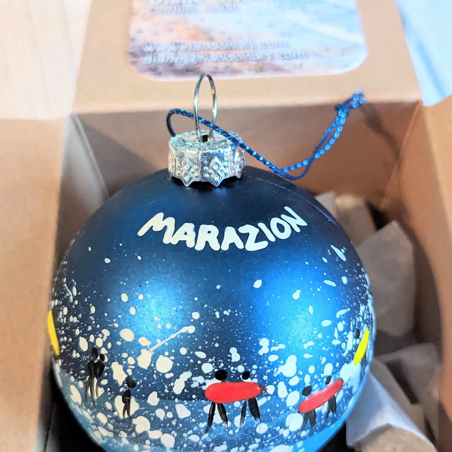 Hand Painted Bauble - Marazion - Choose Colour