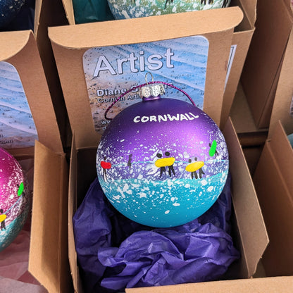 Hand Painted Bauble - Purple - Cornwall