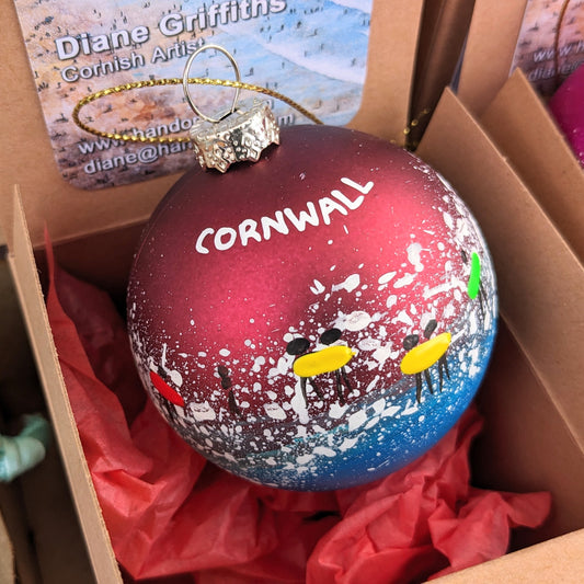 Hand Painted Bauble - Red - Cornwall