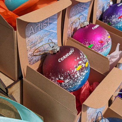 Hand Painted Bauble - Red - Cornwall